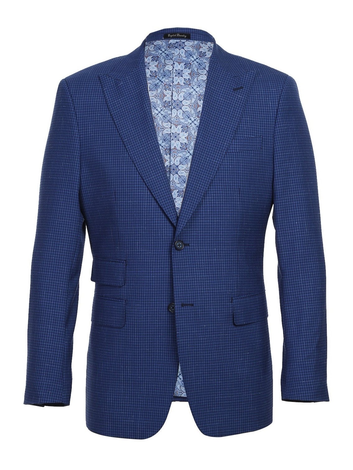English Laundry Slim Fit Mini-Check Wool Suit