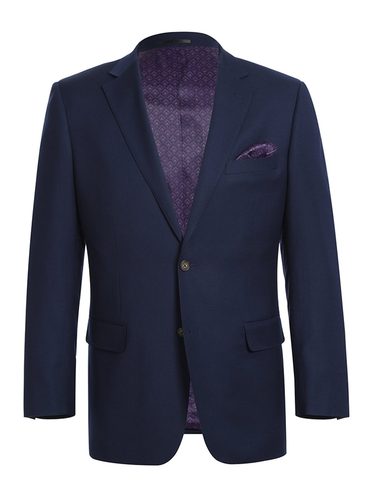 Men's Notch Lapels Dark Navy Solid Blazer