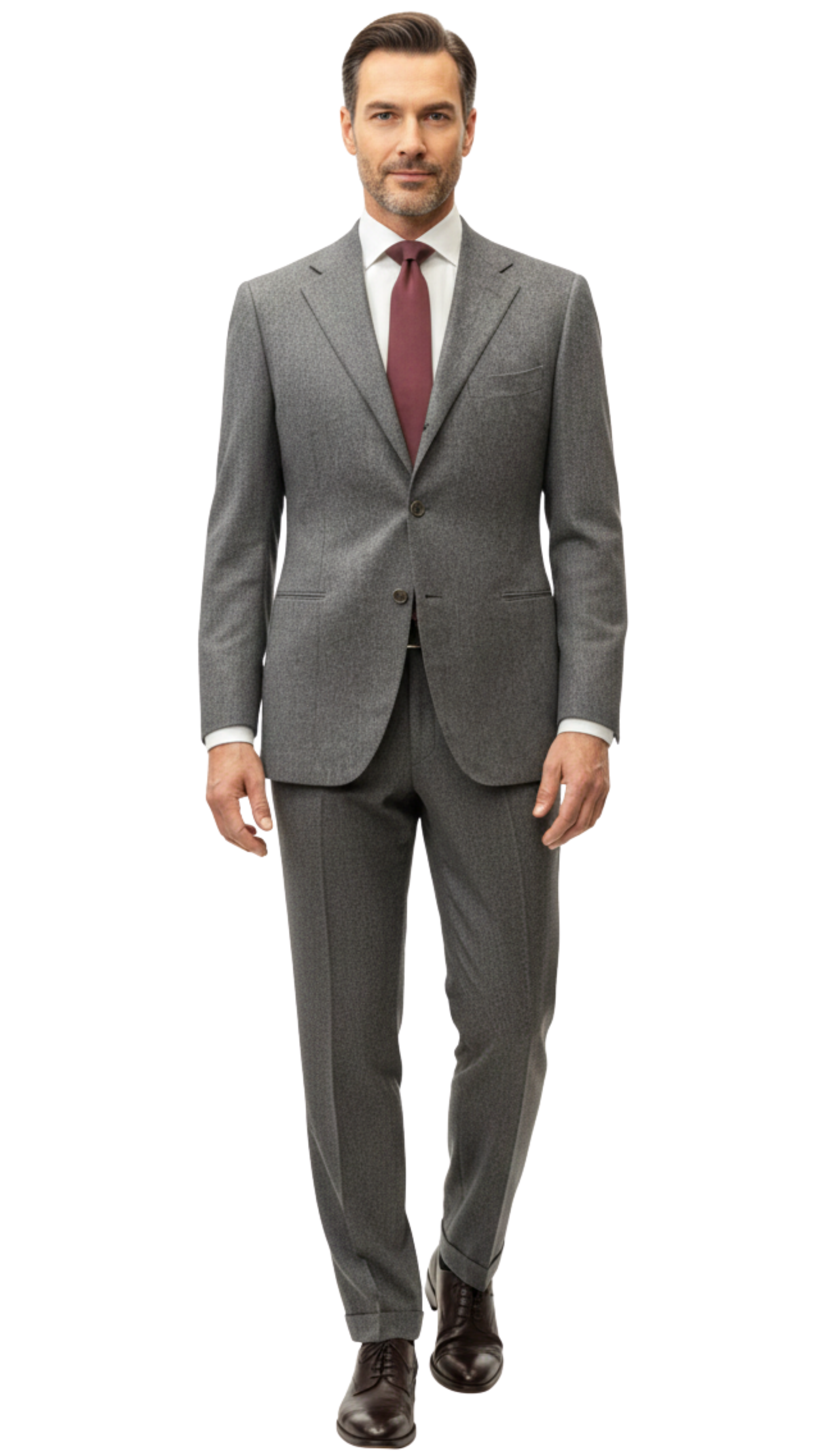 Sartoria Partenopea Mens 40L Solid Gray 100% Wool 3 Button 2 Piece