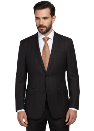 English Laundry Dark Navy With Burgundy Check Slim Fit 2 Button Stretch Suit