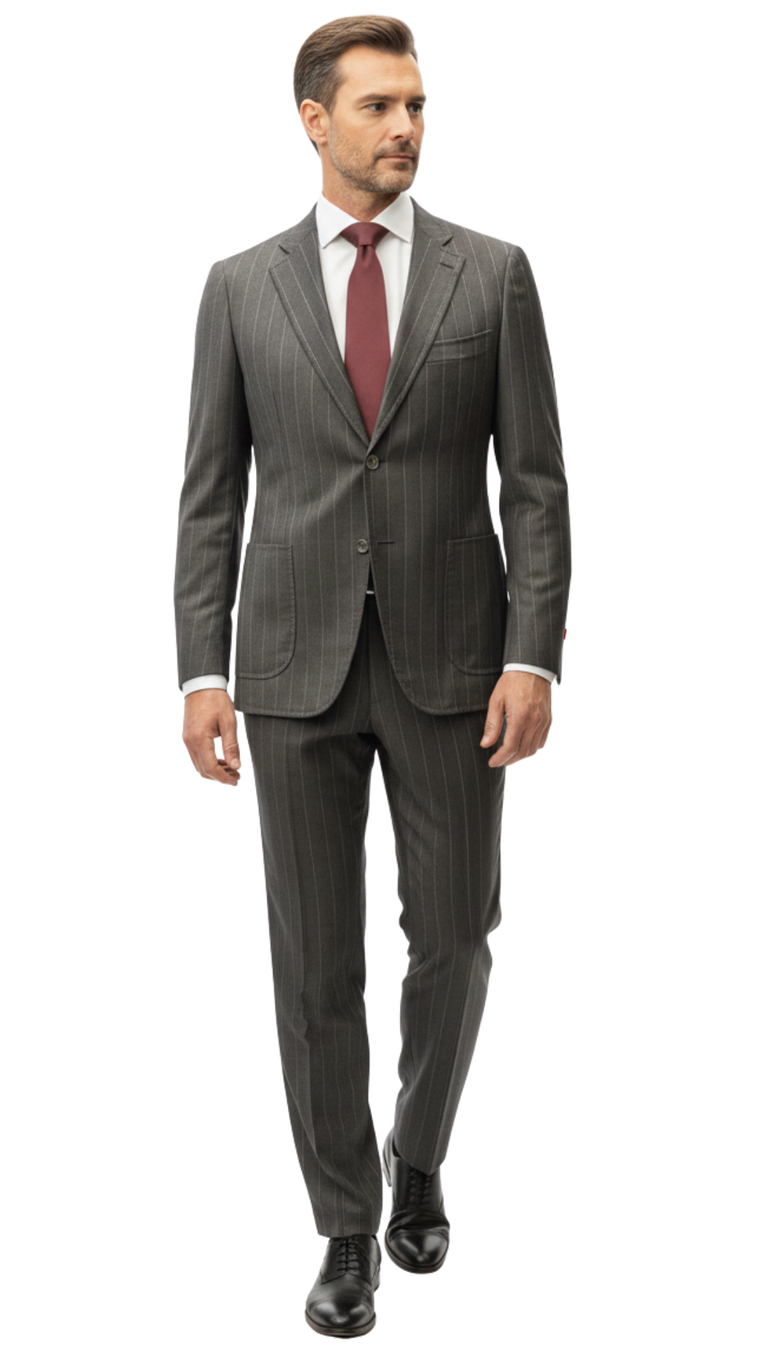 Isaia Mens Charcoal Gray Pinstriped 40S 100% Super 130s Wool 2