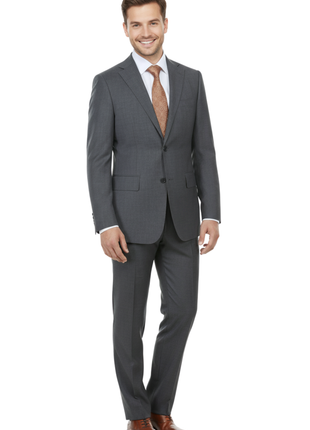 English Laundry Mens Textured Gray Slim Fit Notch Lapel Stretch 2 Button Suit