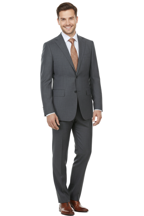 English Laundry Mens Textured Gray Slim Fit Notch Lapel Stretch 2 Button Suit