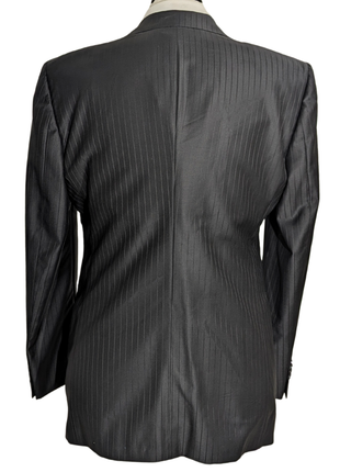 Giorgio Armani Black Pinstripe One-Button Peak Lapel Wool Suit 44R