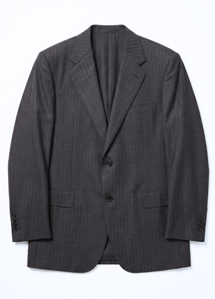 Brioni Mens Charcoal Tonal Micro-Weave Fully-Canvassed Classic Fit 2-Button Wool Silk Blend Suit - 44L