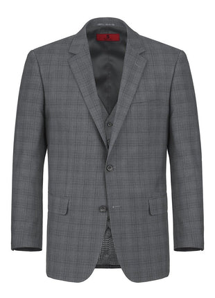 Men's 3-Piece Classic Fit Single Breasted Windowpane Suit