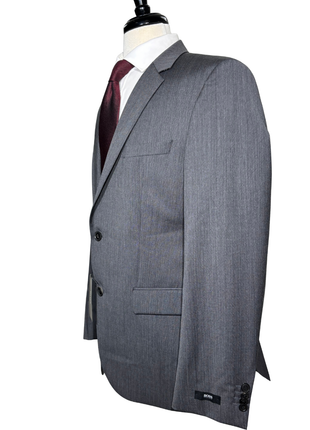 Hugo Boss Mens Gray Herringbone Notch Lapels Wool 2-Button Suit - 40R