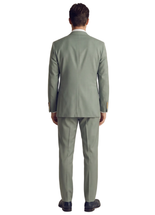 Sartoria Mazara Sage Green Slim Fit Notch Lapel Patch Pockets Wool Stretch 2-Button Suit