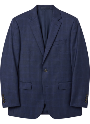 Atica Navy Plaid Slim Fit Half-Canvassed Notch Lapel 2-Button Wool Suit