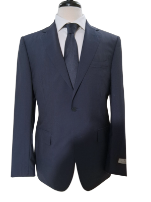 Canali Solid Navy 100% Wool Suit 38R