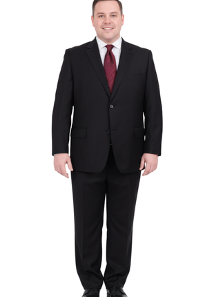 Men's Sartoria Mazara Portly Fit Executive Cut Black Two Button Wool Suit