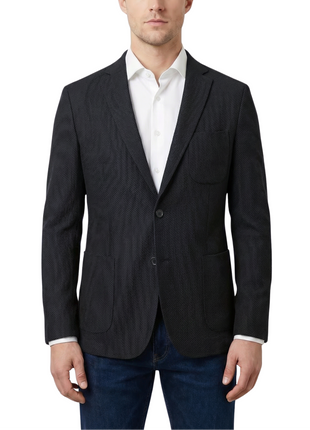 Bergamo Black Technical Weave Slim Fit 4-Way Stretch Air Blazer