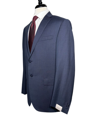 Corneliani Mens Blue Micro-Check Fully-Canvassed Notch Lapels Slim Fit 2 Button Wool Suit - 44R - The Suit Depot