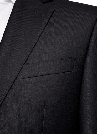 Hugo Boss Mens Black Tonal Pinstriped Notch Lapels Classic Fit 2 Button Wool Suit - 38S