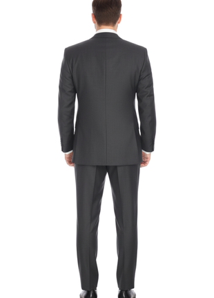 Blujacket Men's Charcoal Gray 100% Wool Canvassed Slim Fit Suit - The Suit Depot