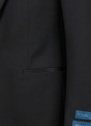 Tovaglia Solid Black Classic Fit Peak Lapel 1-Button Wool Cashmere Tuxedo Suit