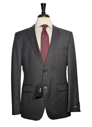 Hugo Boss Guabello collection Textured Black Water Repellent Wool 2-Button Suit - 40R