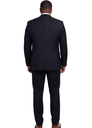 Men’s Classic Fit Solid Navy Two Button 100% Wool Suit - The Suit Depot