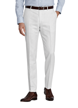 Mazara Mens Solid White Slim Fit Wool Dress Pants