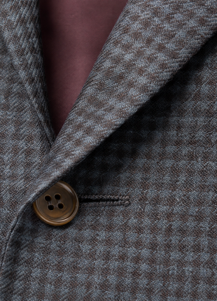 Canali Brown & Dark Teal Check Flannel Modern Fit Wool Cashmere Silk Blend 2-Button Spot Coat 44L