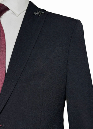 John Varvatos Textured Black Slim Fit Wool Stretch Two Button Blazer Sportcoat