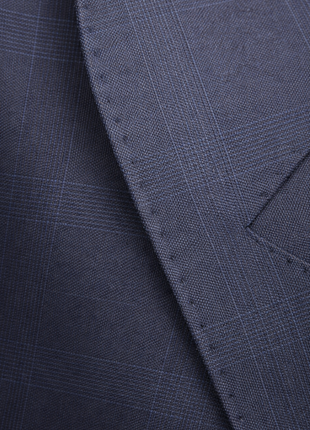 Centrion Mens Blue Glen Plaid Notch Lapels Classic Fit 2 Button Wool Suit