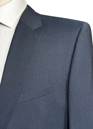 Hugo Boss Mens Blue-Gray Pinstripe Notch Lapels Slim Fit 2 Button Wool Suit - 42L - The Suit Depot