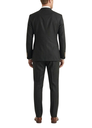 Vitali Solid Black Classic Fit Peak Lapel Double Breasted Suit