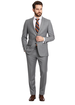 Mens Classic Fit Two Button 100% Wool Wrinkle Resistant Suit