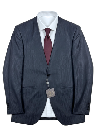 Corneliani Mens Black & Charcoal Multi-Pattern Fully-Canvassed No-Lapel Slim Fit 3-Piece Wool Silk Suit - 40L