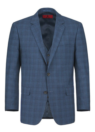 Men's 3-Piece Classic Fit Single Breasted Windowpane Suit