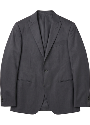 Corneliani Collection Mens Charcoal and Gray Mixed Pattern Peak Lapel Slim Fit 3-Piece Wool Blend Suit - 44R