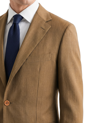 Sartoria Partenopea Camel Brown Textured Notch Lapel Classic Fit 2-Button Suit - 40L
