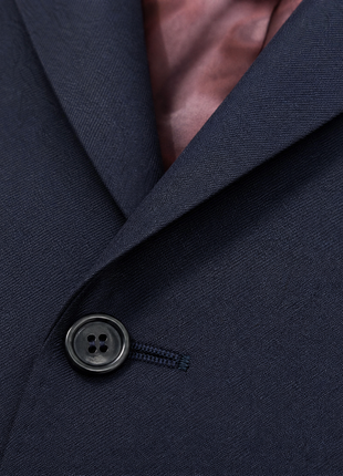 Mazara Mens Solid Navy Classic Fit Peak Lapel Wool Cashmere Blend 2-Button Suit