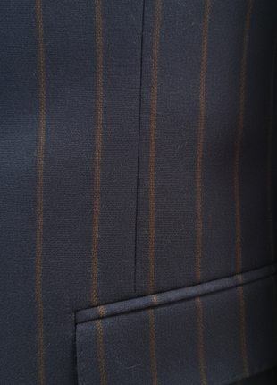 Centrion Mens Navy Blue Chalk Stripe Notch Lapels Classic Fit 2 Button Wool Suit