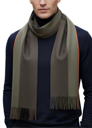 Tovaglia Mens Plaid Cashmere Fringe Scarf
