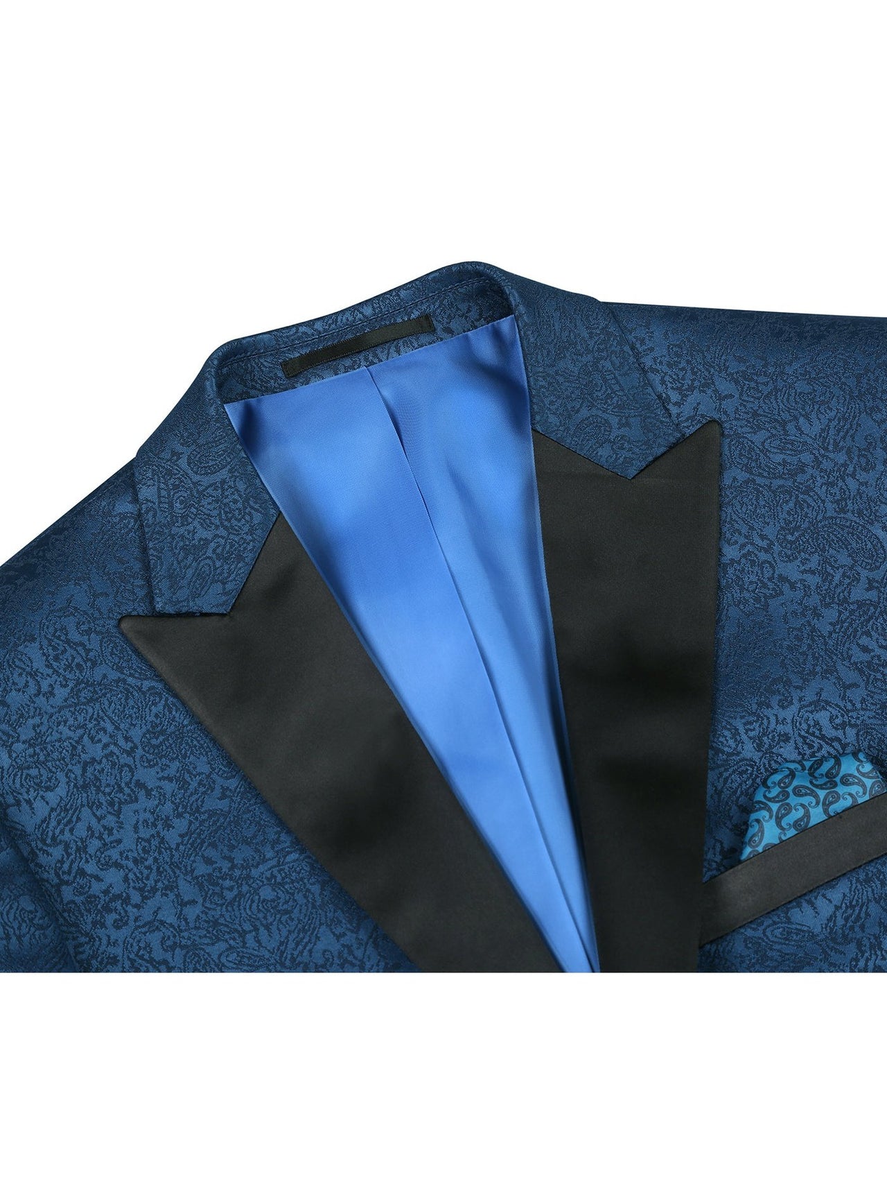 Men's Slim Fit Peak Lapel Tuxedo Blazer With Embroidered Pattern