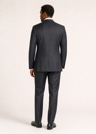 Isaia Mens Charcoal Shadow Stripe Notch Lapel Classic Fit 2-button Wool Suit - 40S