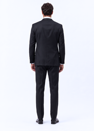 Mazara Mens Solid Black Classic Fit Double Breasted Wool Blend Suit