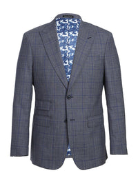 Thumbnail for Gray with Blue Windowpane Wool Suit