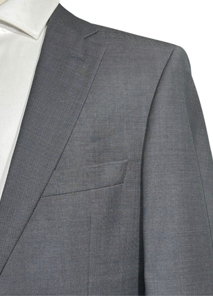 Hugo Boss Mens Gray Textured Notch Lapels Classic Fit 2 Button Wool Suit - 40L - The Suit Depot