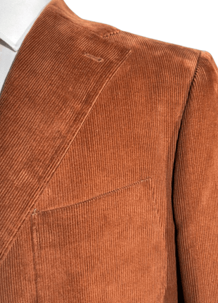 Andrea Borghi Mens Burnt Orange Corduroy Notch Lapel Slim Fit 3-button Cotton Suit - 44R