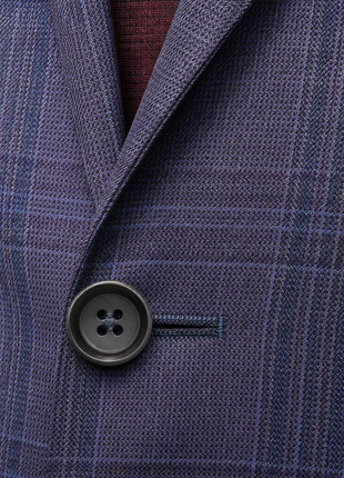 Canali 1934 Kei Plum & Navy Blue Glen Plaid Modern Fit Wool Notch Lapel 2 Button Sport Coat 40R