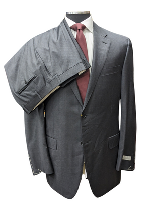 Canali 1934 Mens Gray Check 44L Drop 7 100% Wool 2 Button 2 Piece Suit
