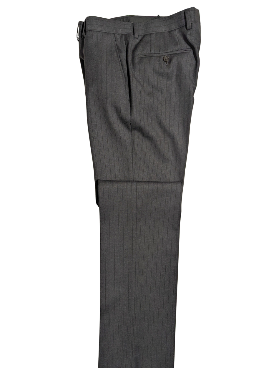 Armani Collezioni M-Line Charcoal Grey Pinstriped Notch Lapel Armani Collezioni M-Line Charcoal Grey Pinstriped Notch Lapel