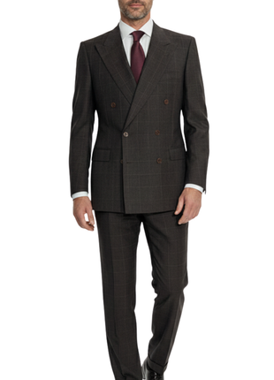 Sartoria Partenopea Men's Black Windowpane Double Breasted Suit 40R