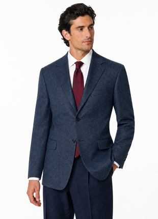 Canali Midnight Blue Flannel Herringbone Modern Fit Wool 3-Button Sport Coat 50R