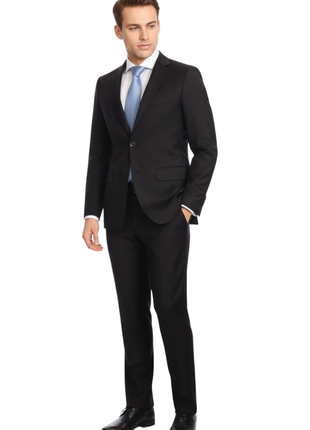 Mens Classic Fit Two Button 100% Wool Wrinkle Resistant Suit