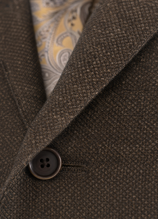 Canali Textured Brown Classic Fit Notch Lapel Wool 2 Button Sport Coat 36R