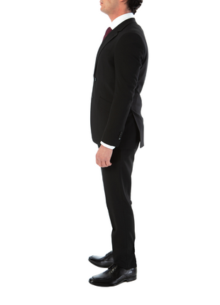 Sartoria Mazara Mens Slim Fit Black 100% Wool 2 Piece Suit